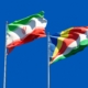 Iran flag with Persian colors in the wind